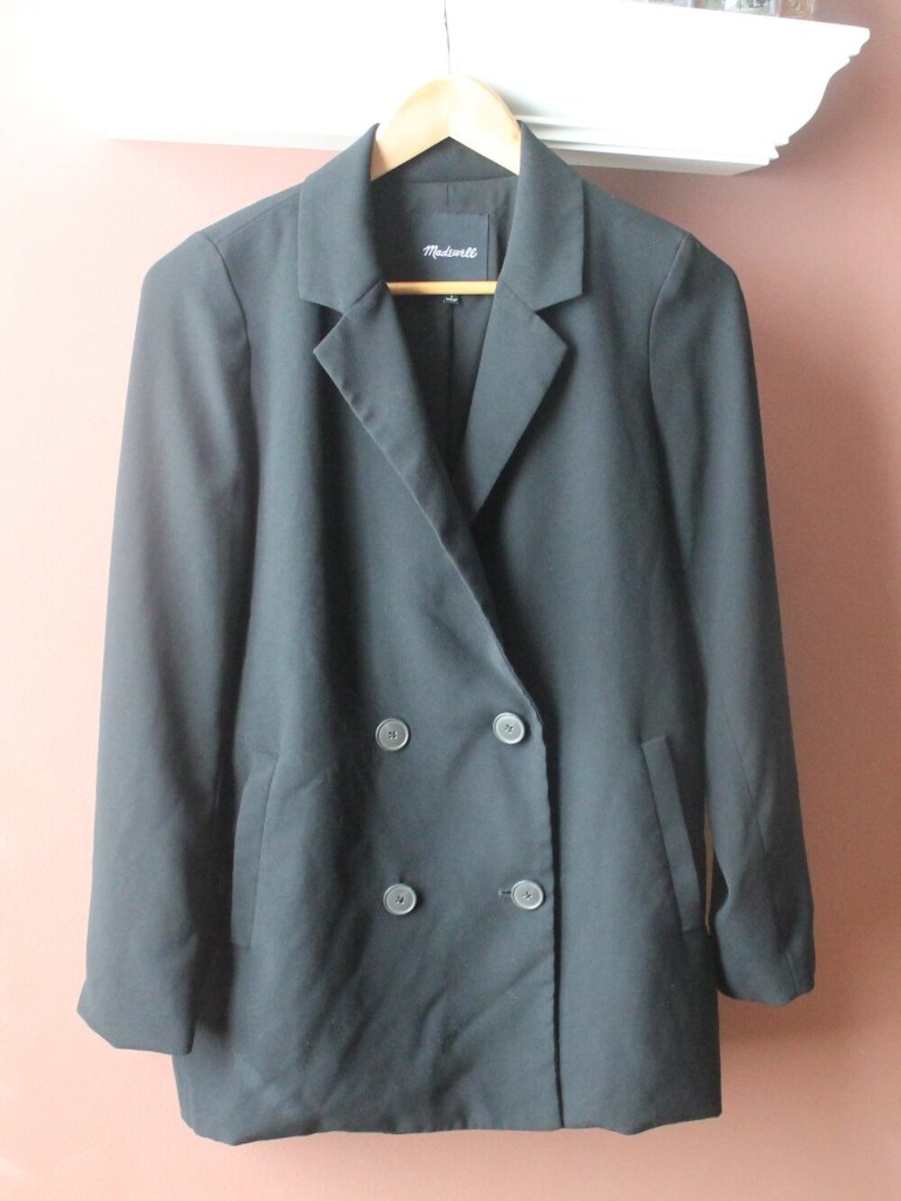 Madewell Black Oversized Blazer Size Small Double-breasted Jacket